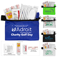 13 Piece Golf Kit Components inserted into Zipper Pouch